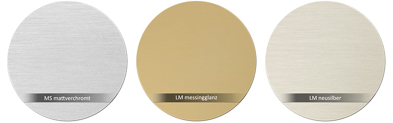 Dorma Beschlagsfarbe MS-mattverchromt_LM-messingglanz-LM-neusilber