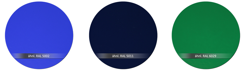 WSS Beschlagsfarben RAL 5002 RAL 5011 RAL 6029