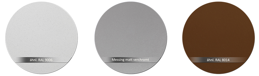 WSS Beschlagsfarben RAL9006 Messing matt verchromt RAL 8014