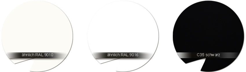 WSS Beschlagfarben RAL 9010 weiss - RAL 9016 weiss - C35 schwarz
