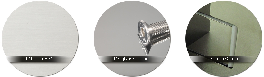 GRAL Beschlagfarben LM silber EV1 | Messing glanzverchromt | Smoke Chrom