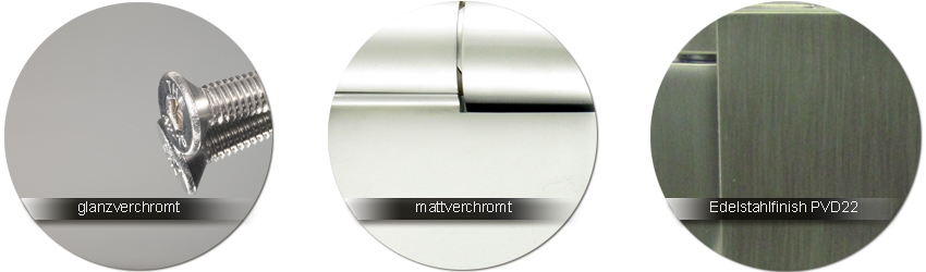 Pauli-und-Sohn Beschlagfarben glanzverchromt  |  mattverchromt  |  Edelstahloptik