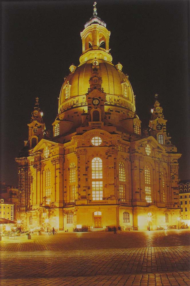 Klares Glas mit Digitaldruck, Motiv Frauenkirche Dresden